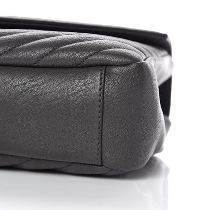 Saint Laurent Sheepskin Matelasse Chevron Monogram Medium College Bag Light Coal 10 of 10