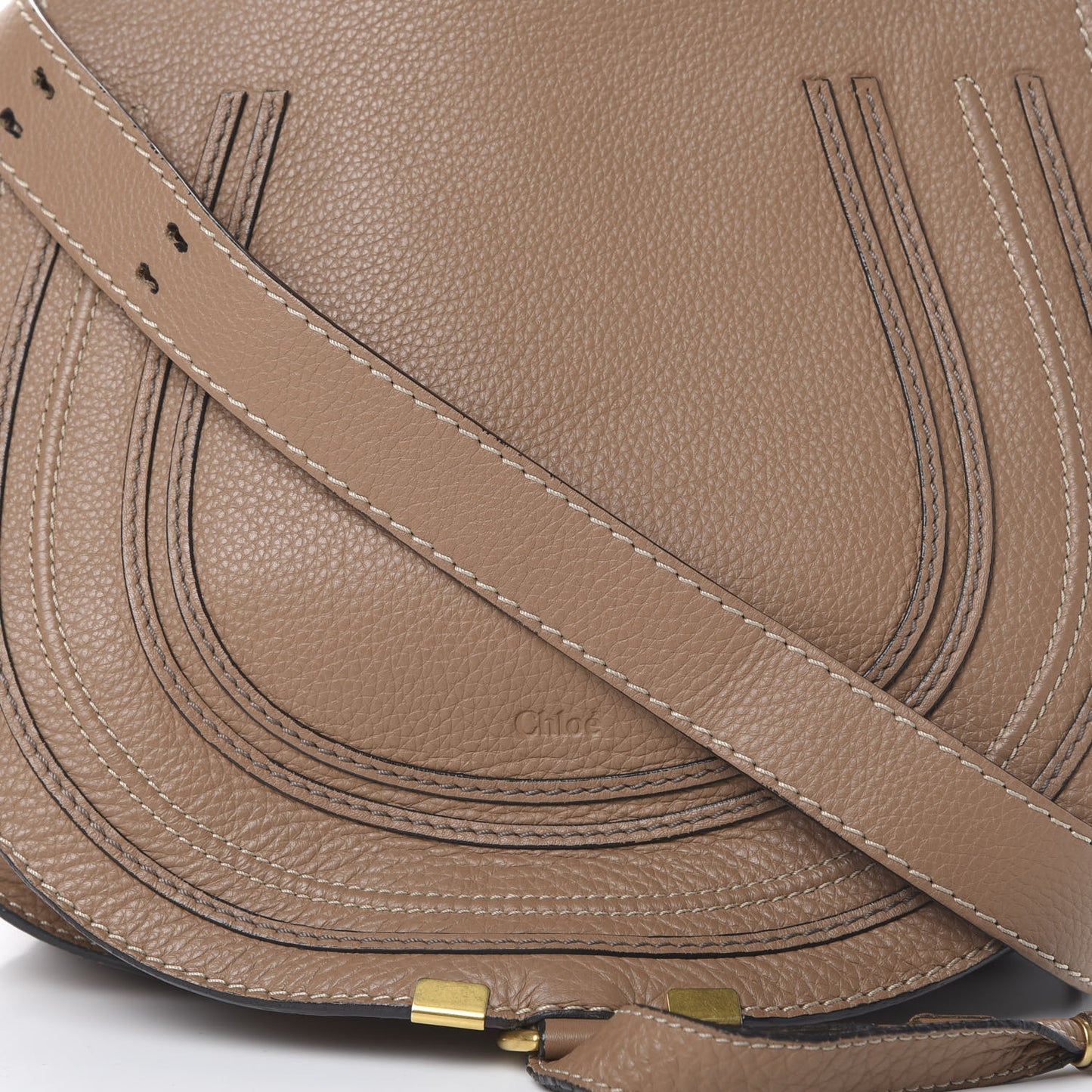 Calfskin Medium Marcie Round Crossbody Bag Nut