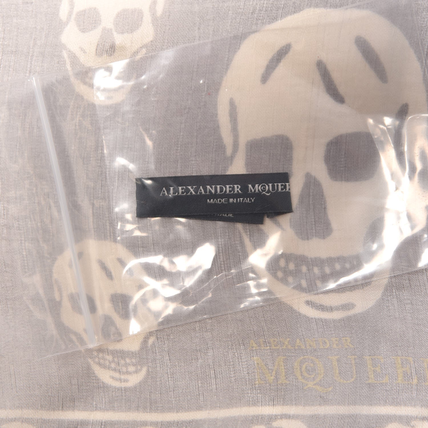 Alexander McQueen Silk Chiffon Skull Scarf Grey 3 of 4
