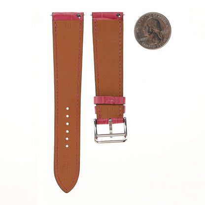Hermes Matte Alligator Heure H Hour Watch 30mm Strap Fuchsia 1 of 4