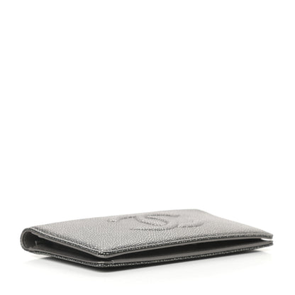 Chanel Metallic Caviar Timeless CC Yen Wallet Dark Silver 4 of 7