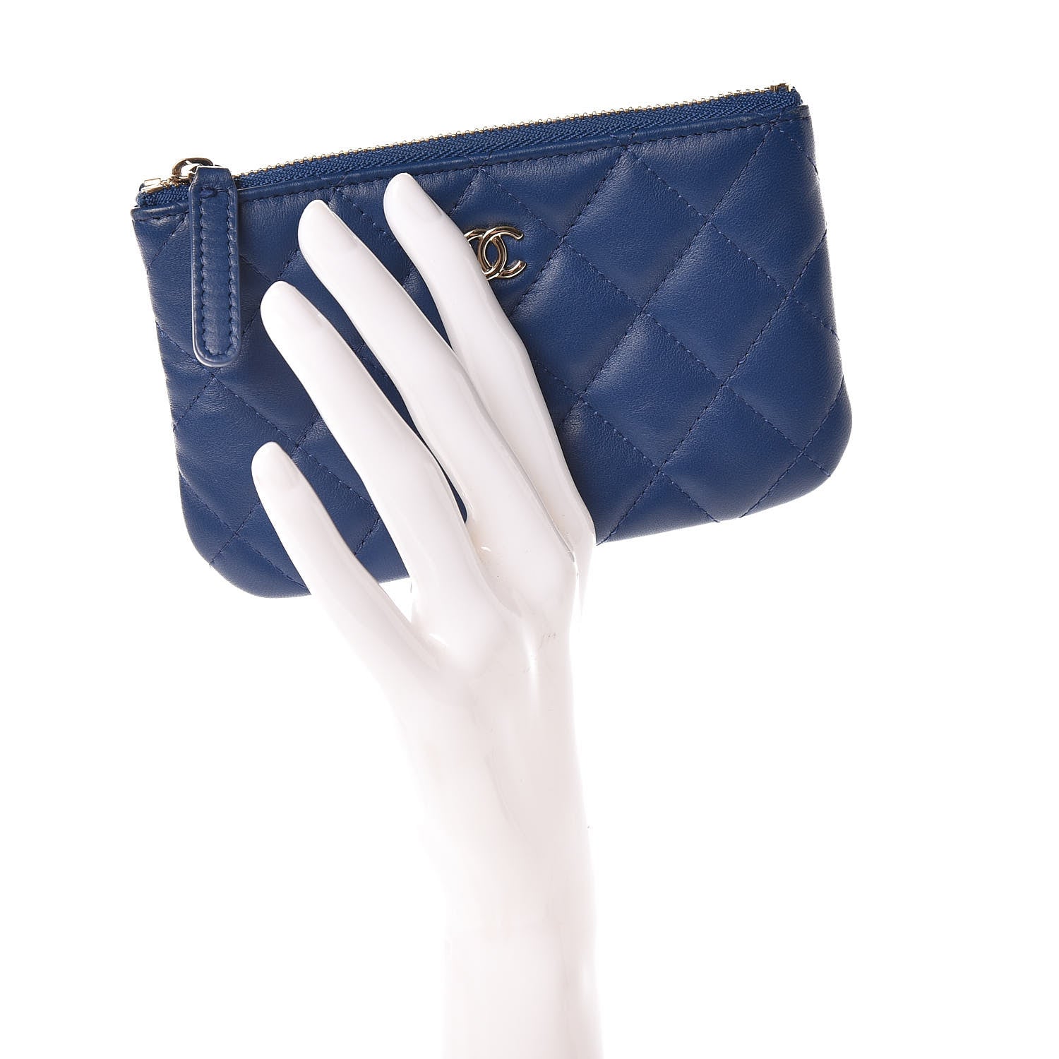 Chanel Lambskin Quilted Small Cosmetic Case Dark Blue 2 of 11