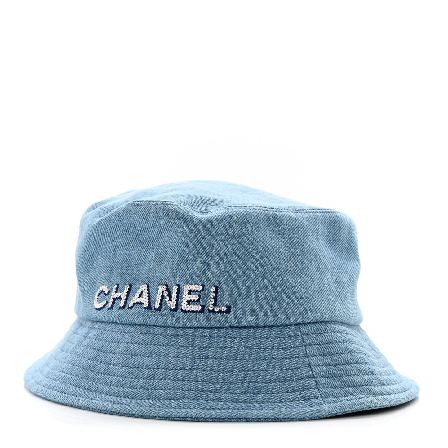 Denim Sequin Cloche Logo Bucket Hat L Blue