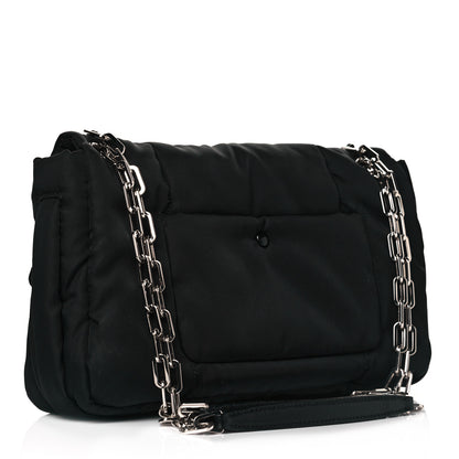 Prada Tessuto Nylon Bomber Sound Chain Flap Shoulder Bag Black 2 of 10