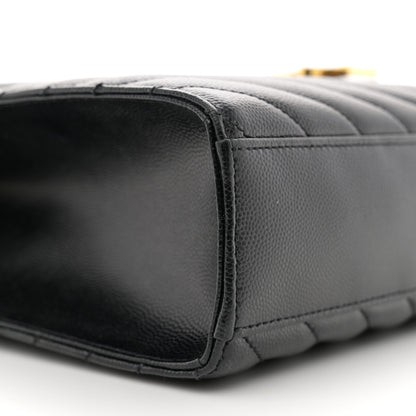 Saint Laurent Grain De Poudre Matelasse Chevron Large Monogram Satchel Black 9 of 11