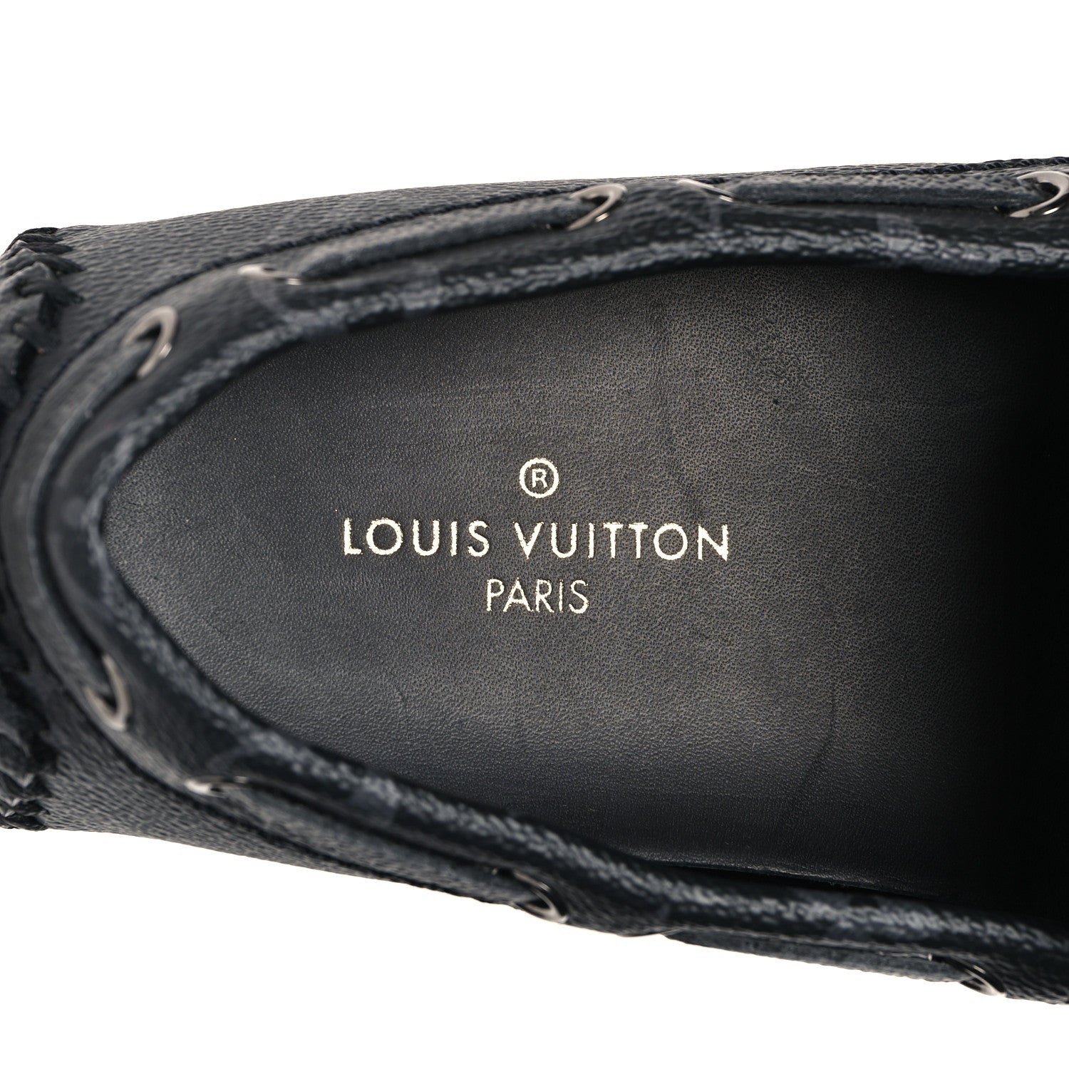 Louis Vuitton Monogram Eclipse Mens Arizona Car Shoe Moccasin