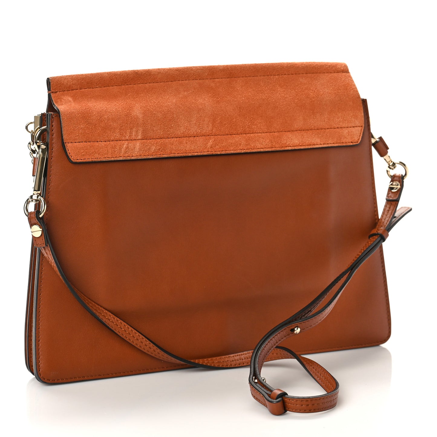 Suede Calfskin Medium Faye Shoulder Bag Tobacco