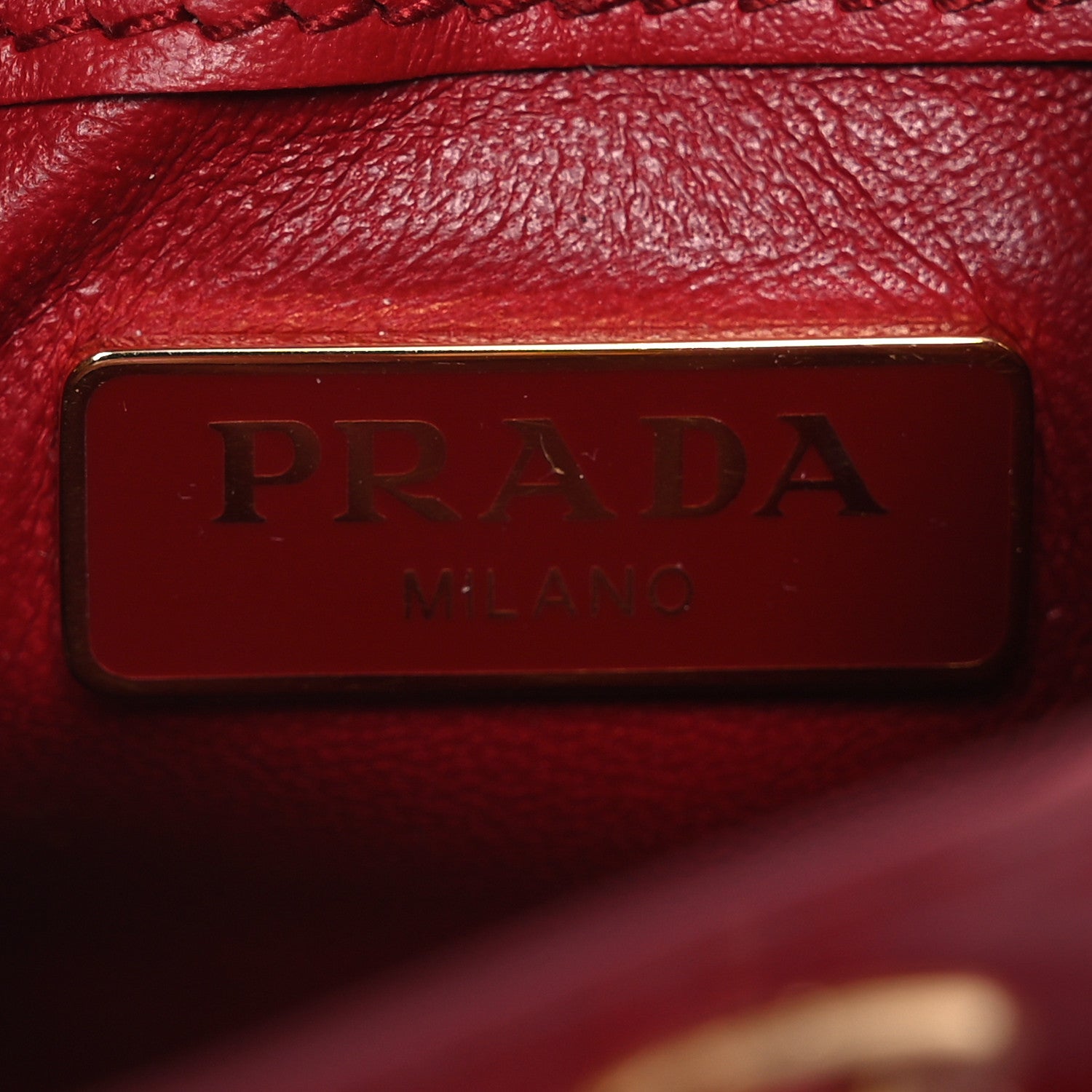 Prada Vernice Metal Triangle Logo Mini Drawcord Pouch Shoulder Bag Cherry 6 of 12