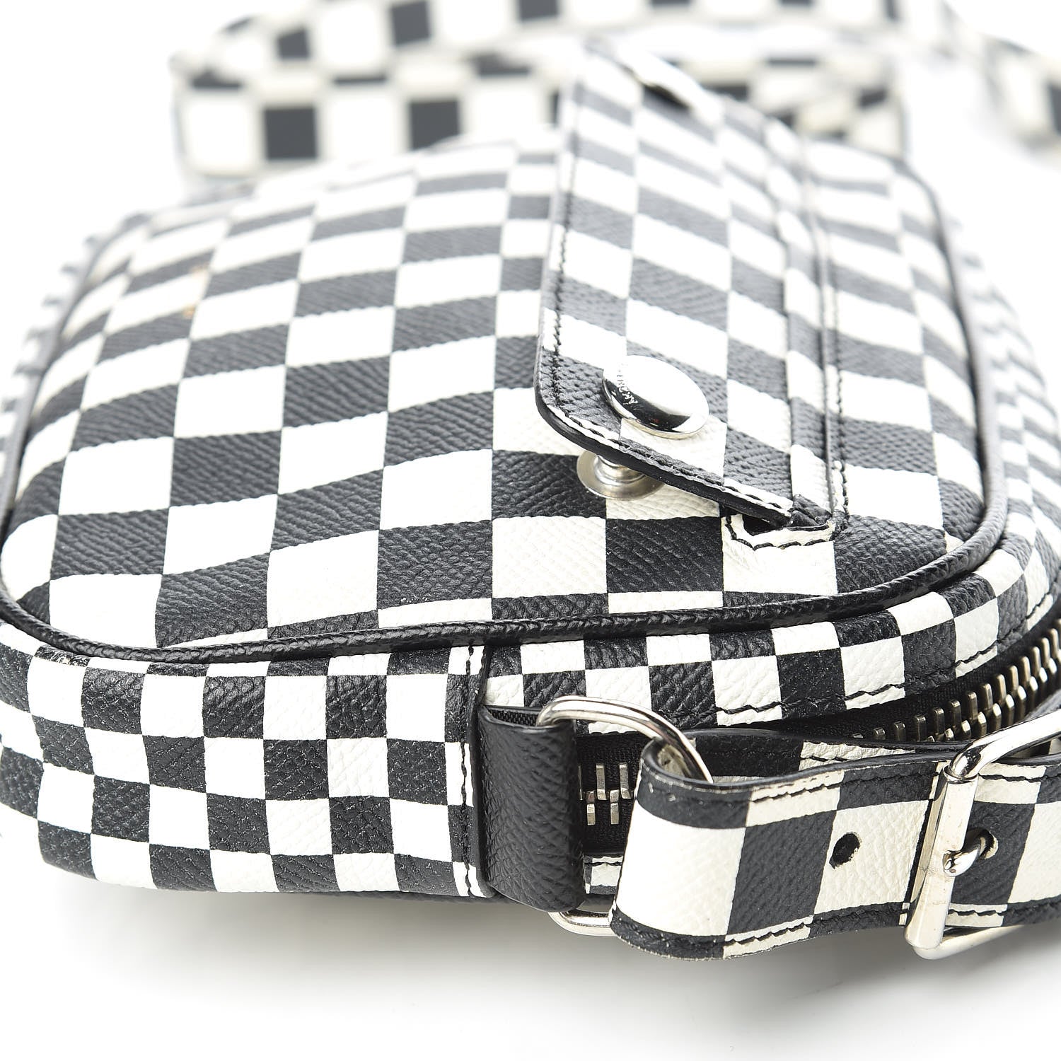 Givenchy Grained Calfskin Checkered Print Messenger Black White 14 of 16