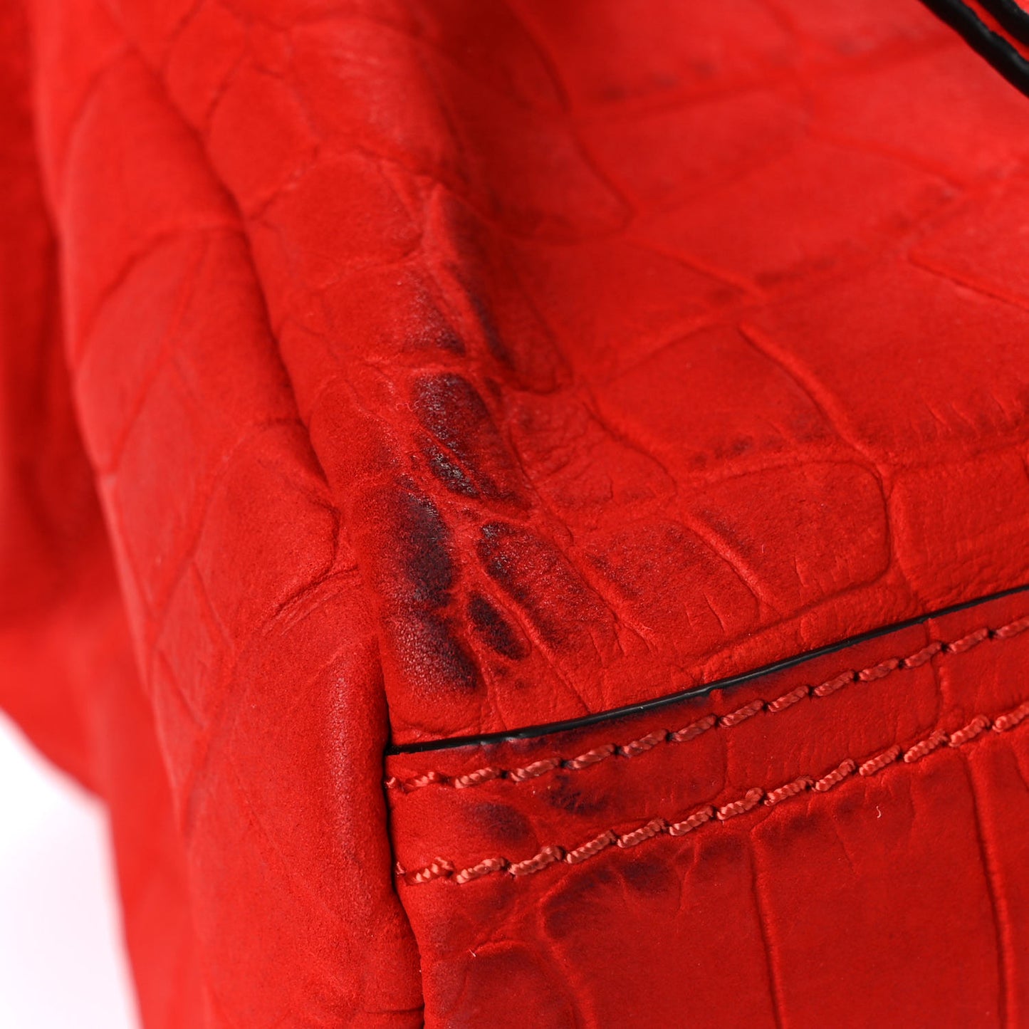 Calfskin Crocodile Embossed Mini Pandora Red