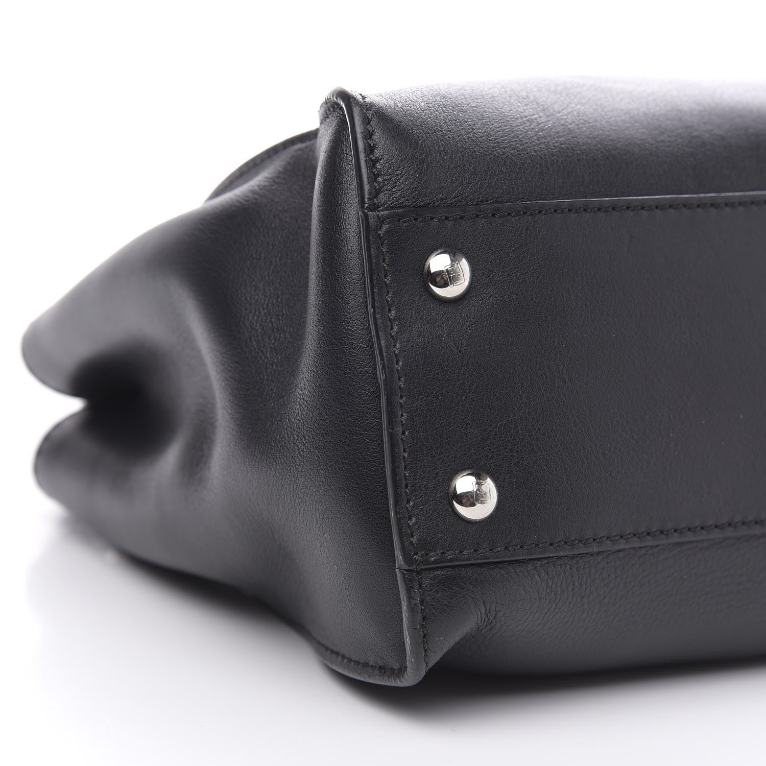 Fendi Vitello Dolce Shiny Nappa Plexglass Granite Medium Peekaboo Iconic Satchel Black 8 of 12