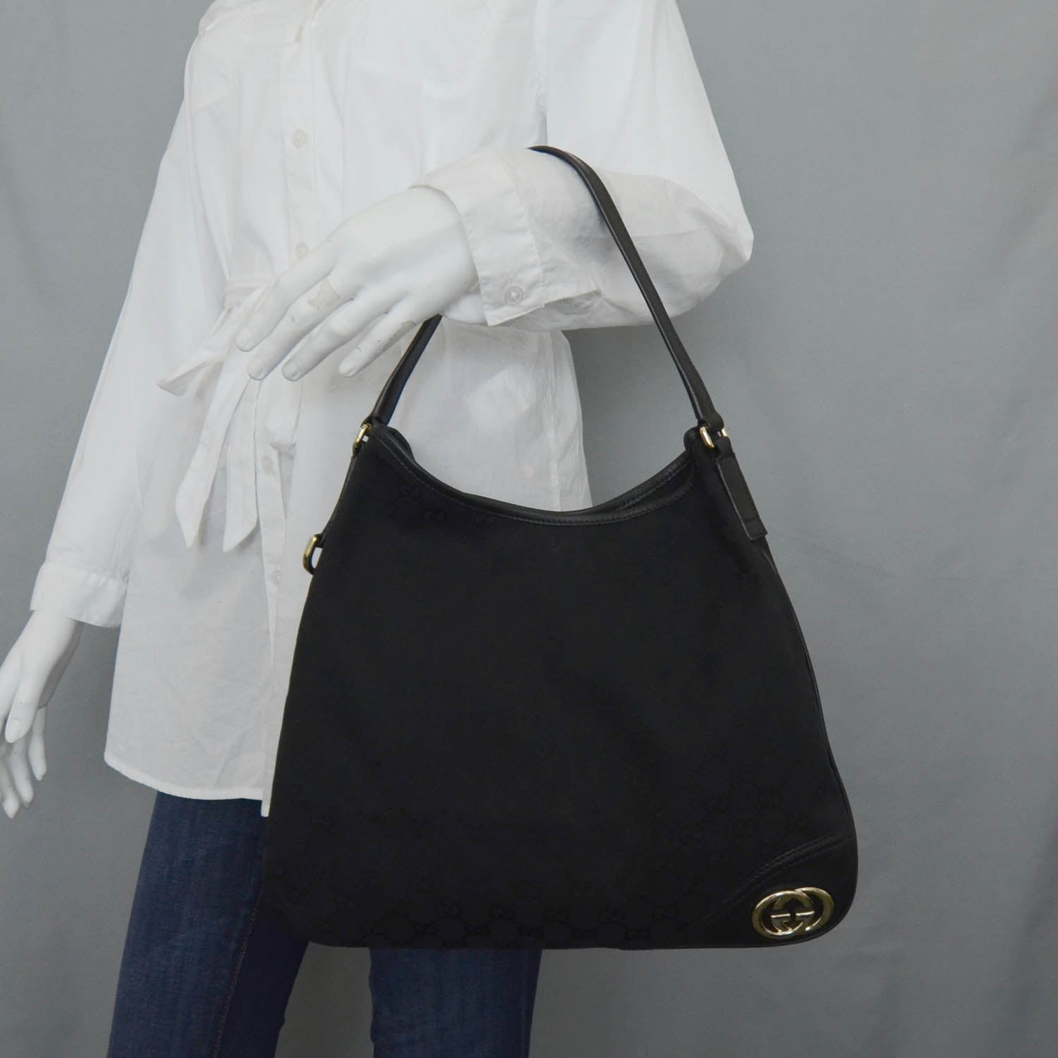 Gucci Monogram New Britt Medium Hobo Black 2 of 12