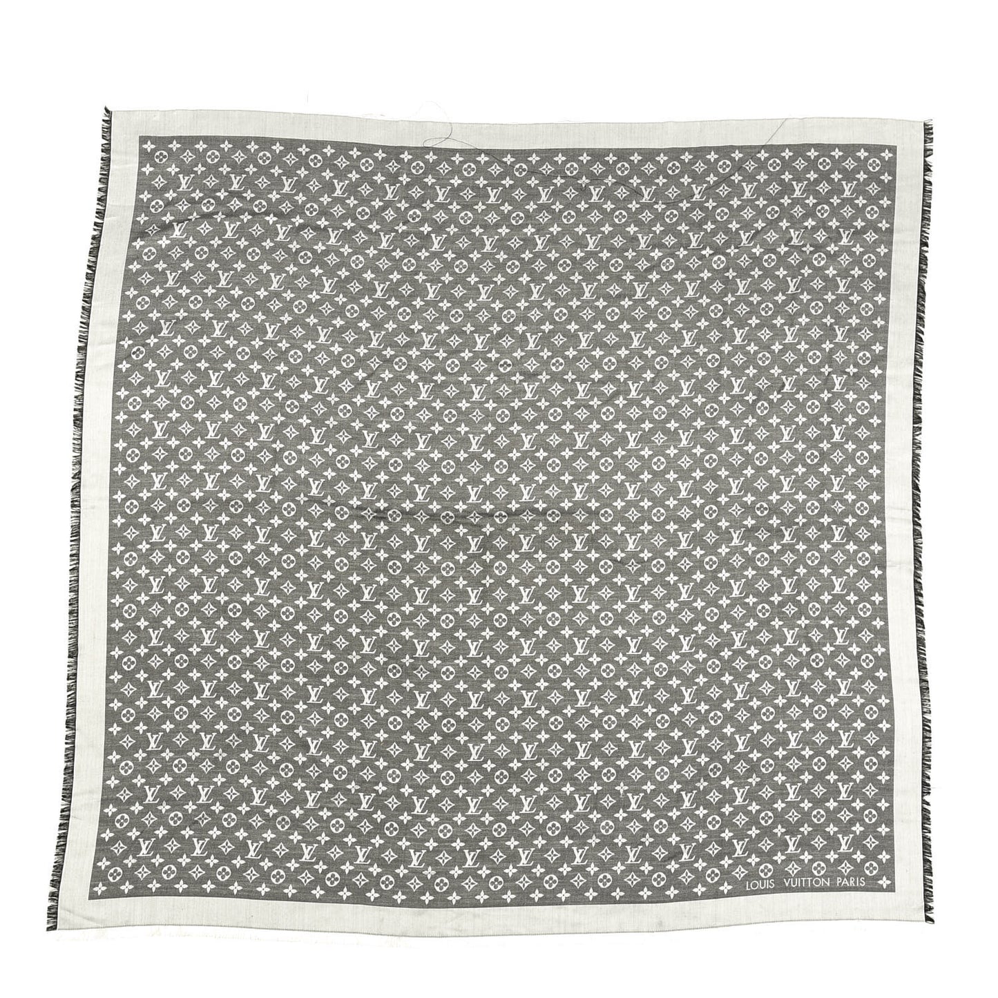 Silk Wool Monogram Denim Shawl Black