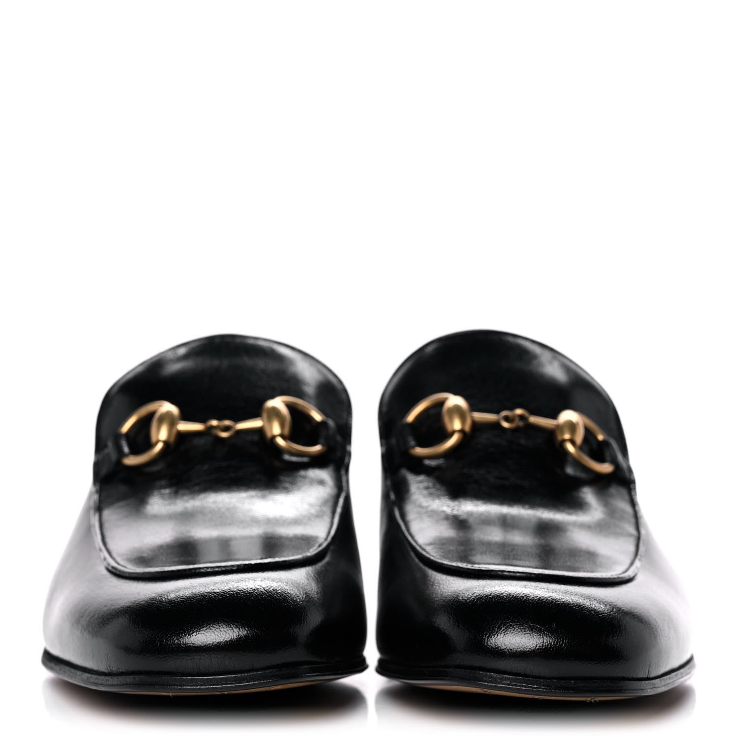Gucci Goatskin Womens Horsebit Mid-Heel Loafers 38.5 Black 2 of 11