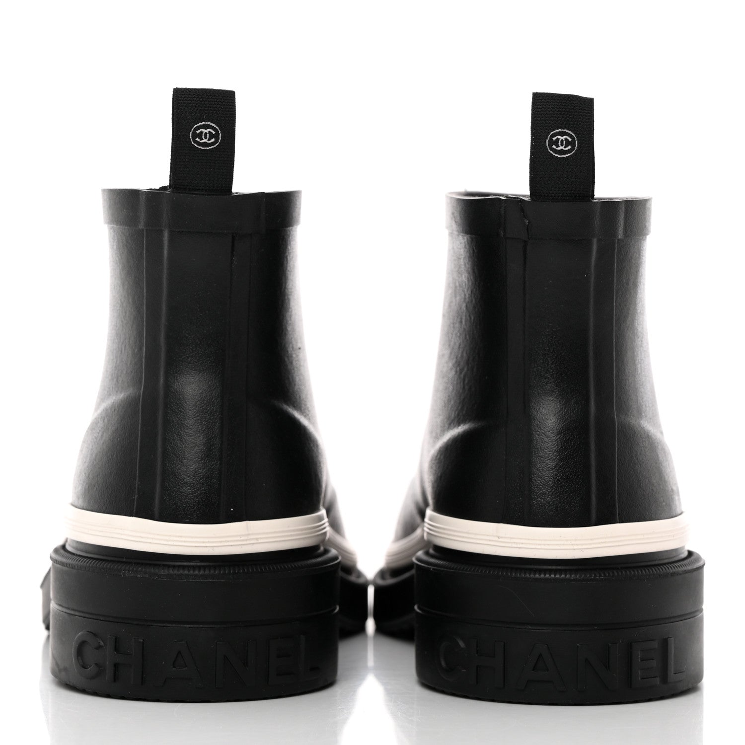 Chanel Rubber CC Short Rain Boots 39 Black 5 of 17