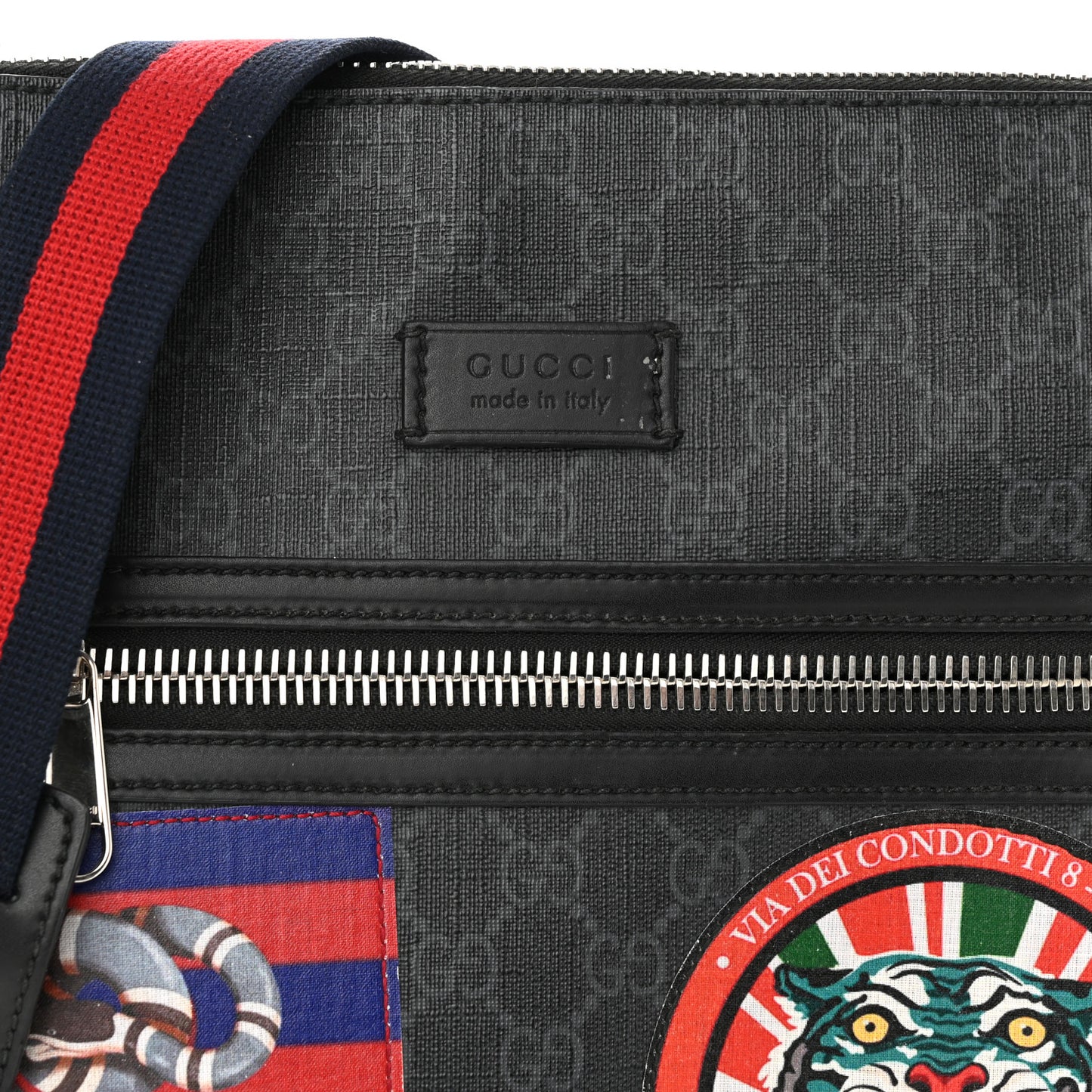 GG Supreme Monogram Night Courrier Flat Messenger Bag Black Multicolor