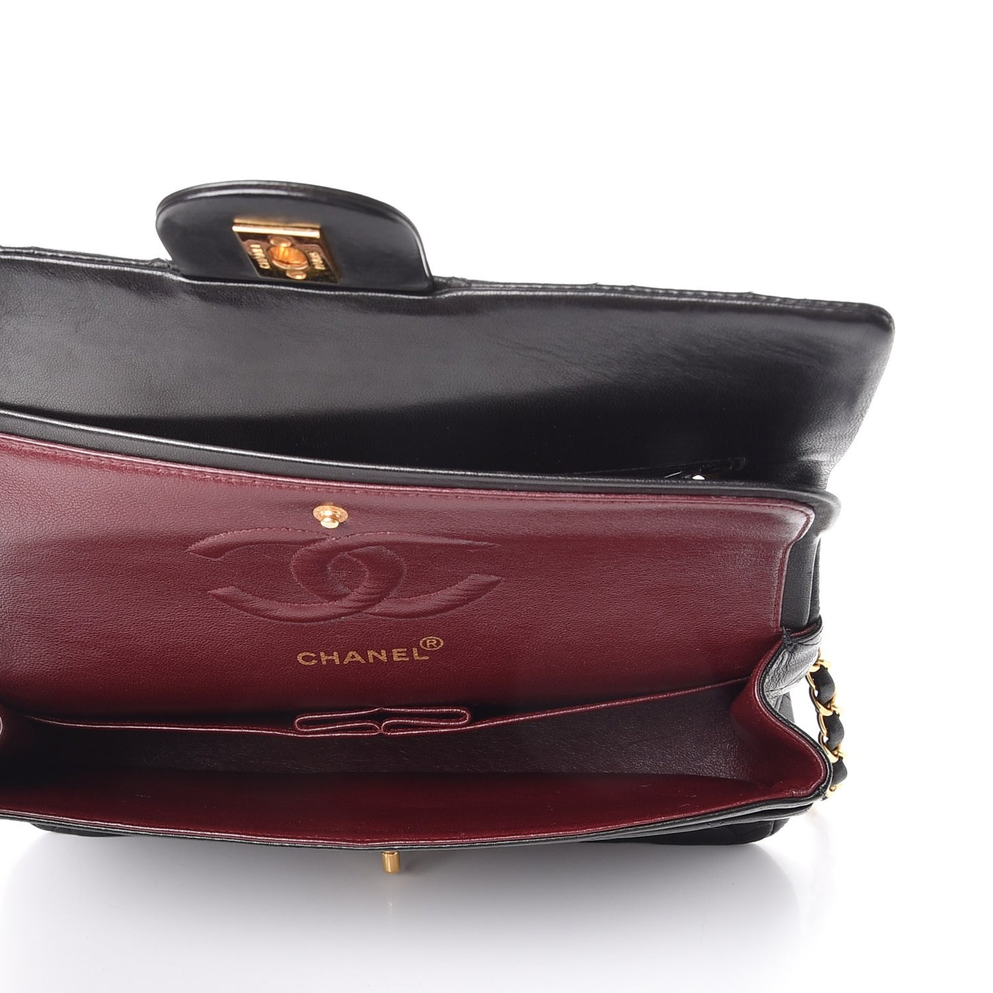 Lambskin Quilted Medium Double Flap Black