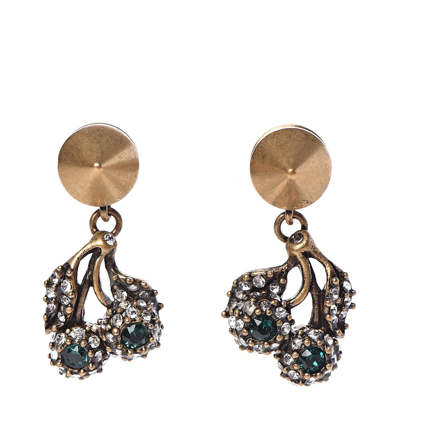 Metal Crystal Stud Earrings Aged Gold Multicolor