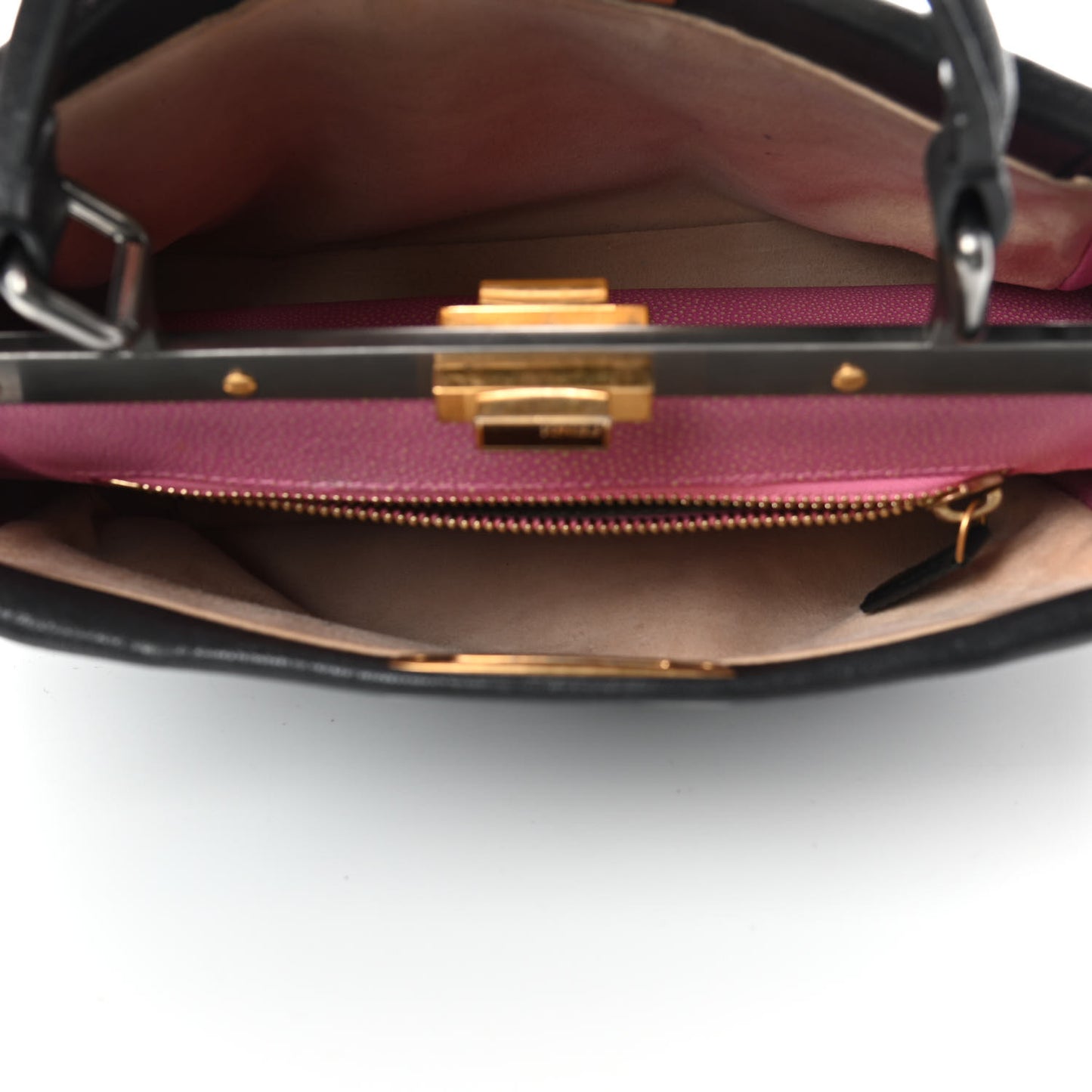 Goatskin Stingray Medium Peekaboo Iconic Satchel Black