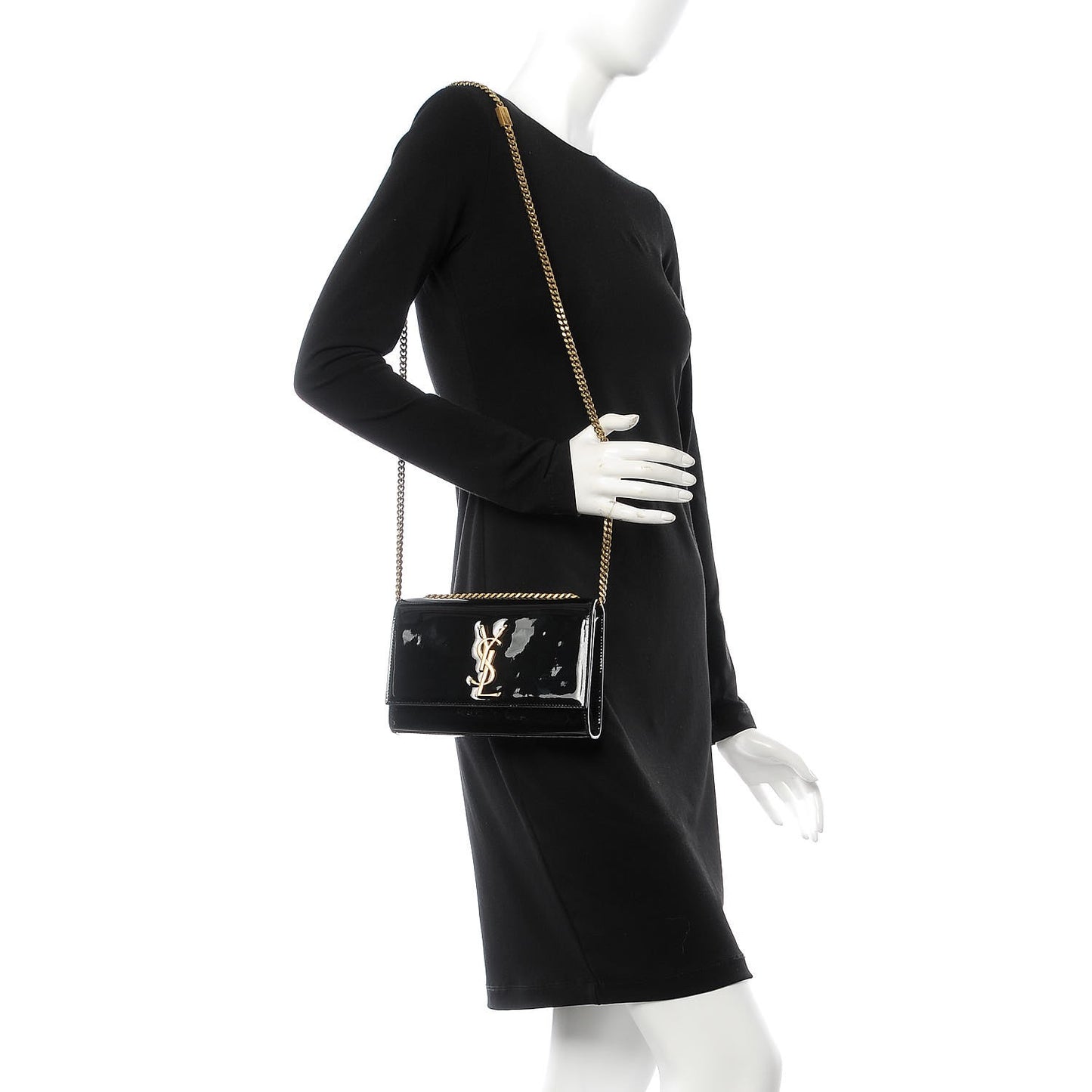 Patent Small Monogram Kate Satchel Black