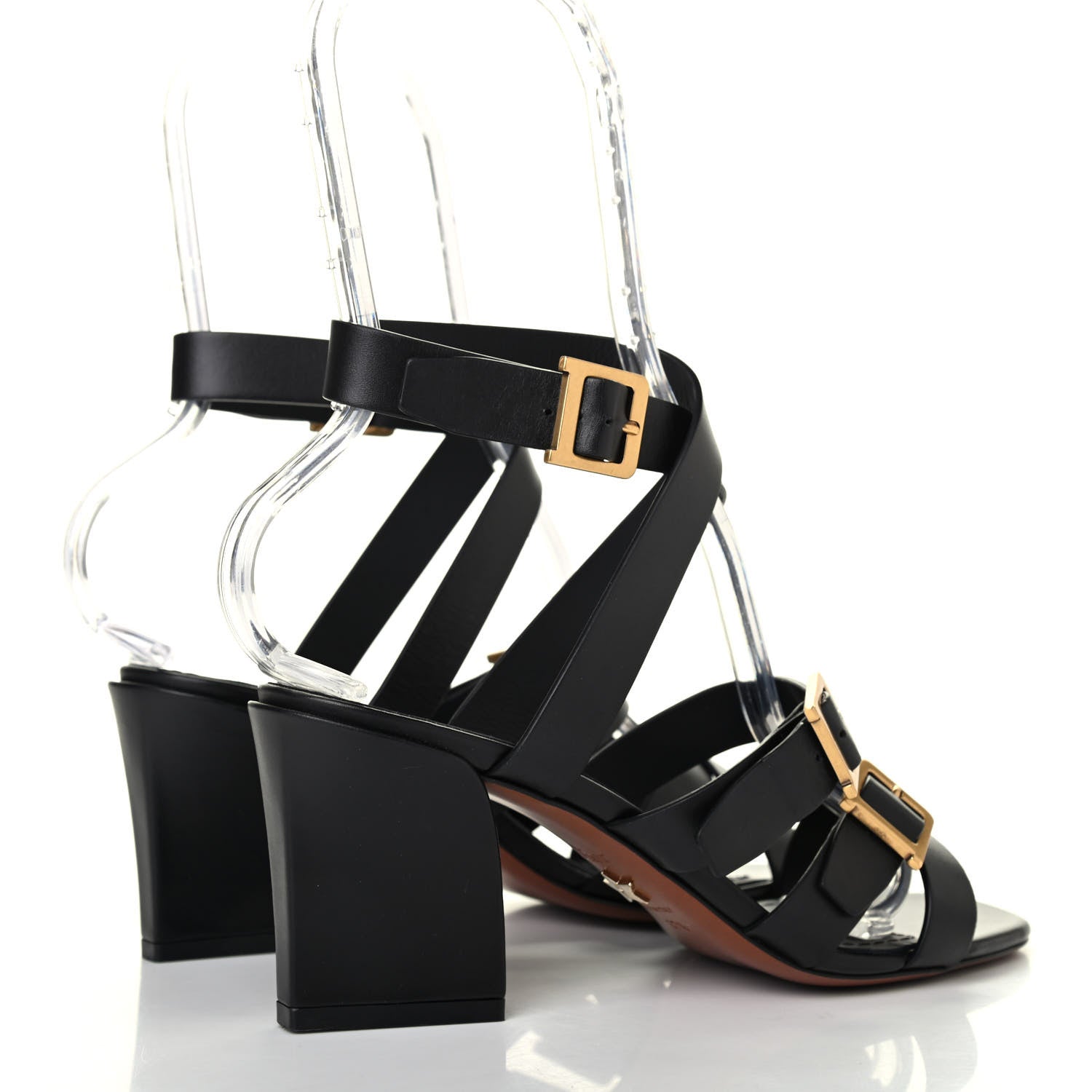 Christian Dior Calfskin Double D 70mm Sandals 37.5 Black 3 of 4