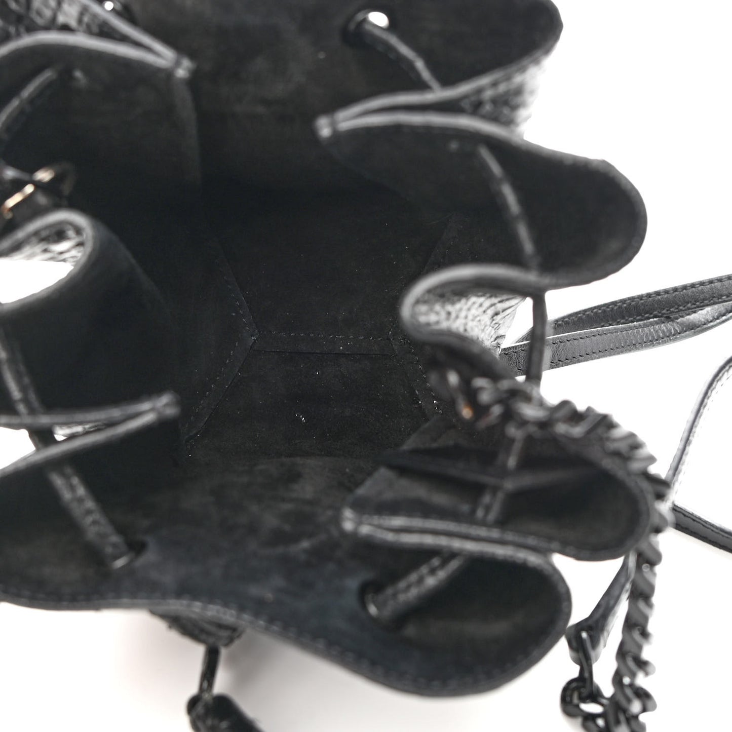 Calfskin Python Embossed Mini Monogram Bucket Crossbody Bag Black