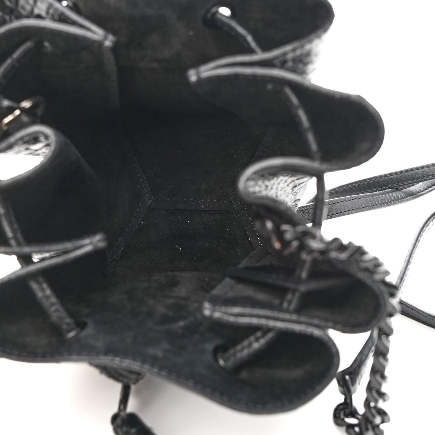 Saint Laurent Calfskin Python Embossed Mini Monogram Bucket Crossbody Bag Black 5 of 9