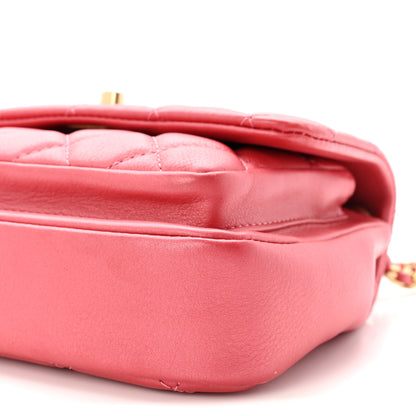 Chanel Metallic Calfskin Quilted Top Handle Flap Dark Pink 10 of 11
