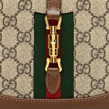 Gucci GG Supreme Monogram Azalea Calfskin Web Mini Jackie 1961 Hobo Beige Ebony Brown Sugar 7 of 9