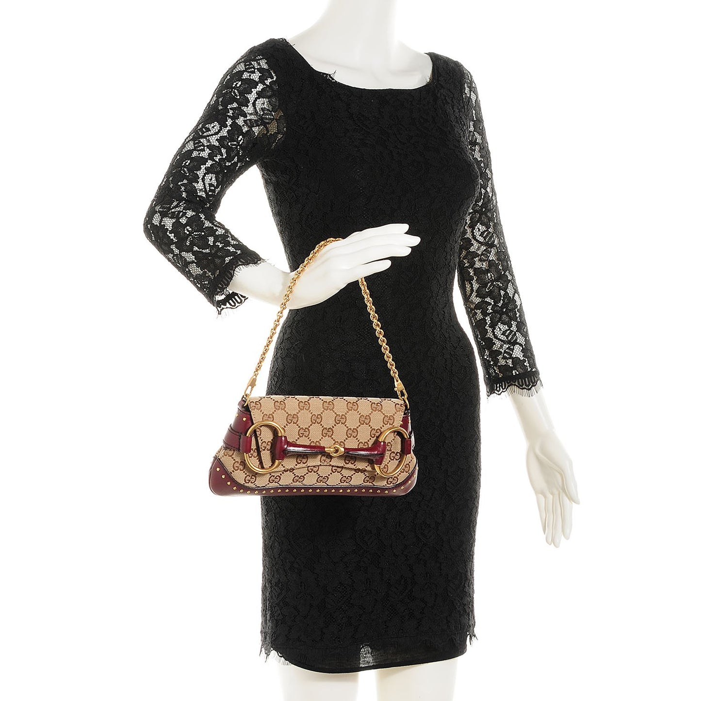 Monogram GG Studded Small Horsebit Clutch
