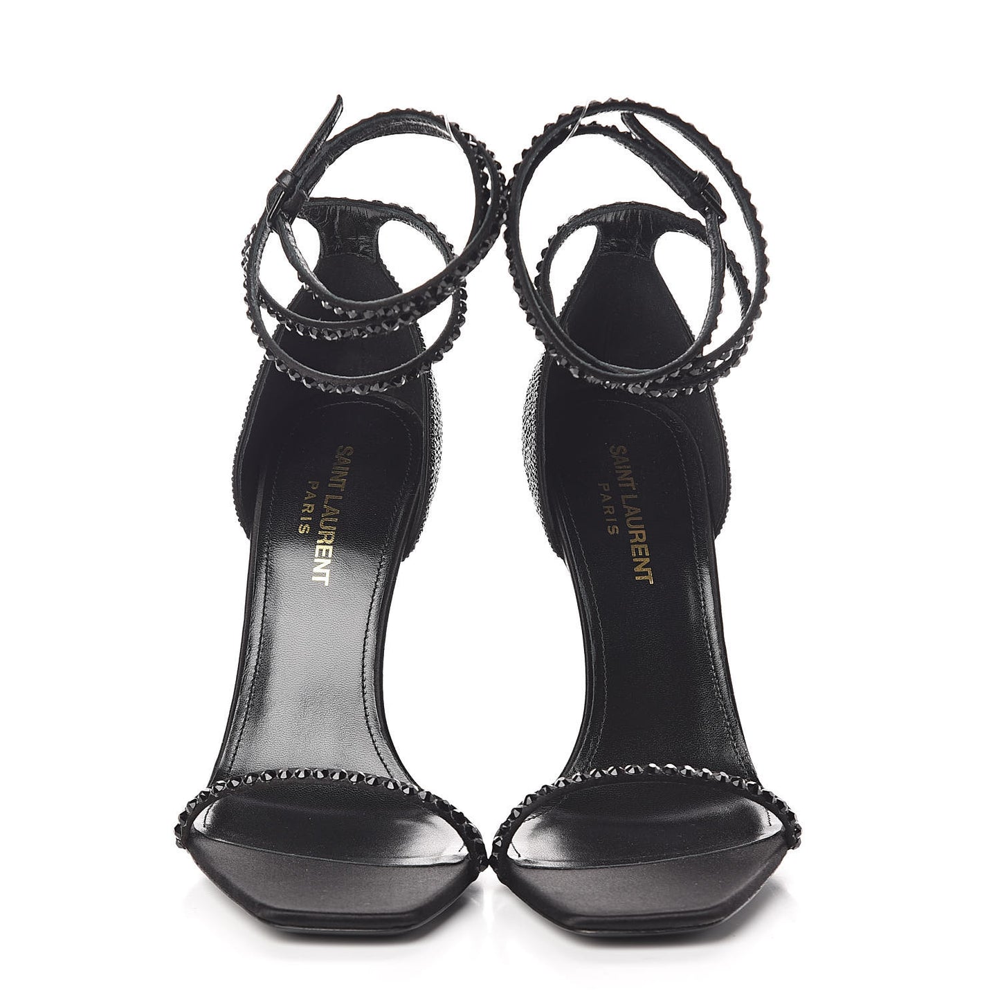 Satin Crystal Opyum Sandals 38 Black