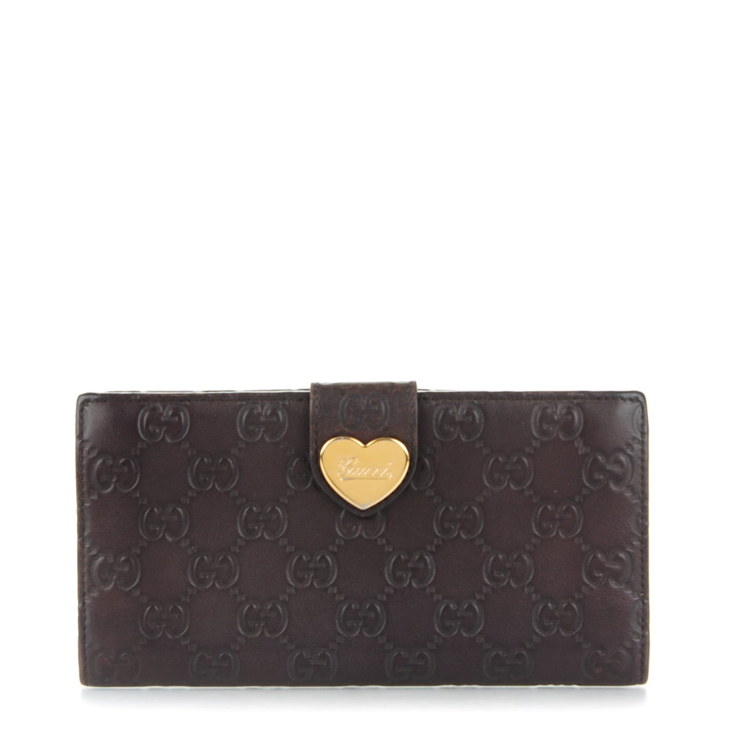 Guccissima Heart Continental Wallet Dark Brown