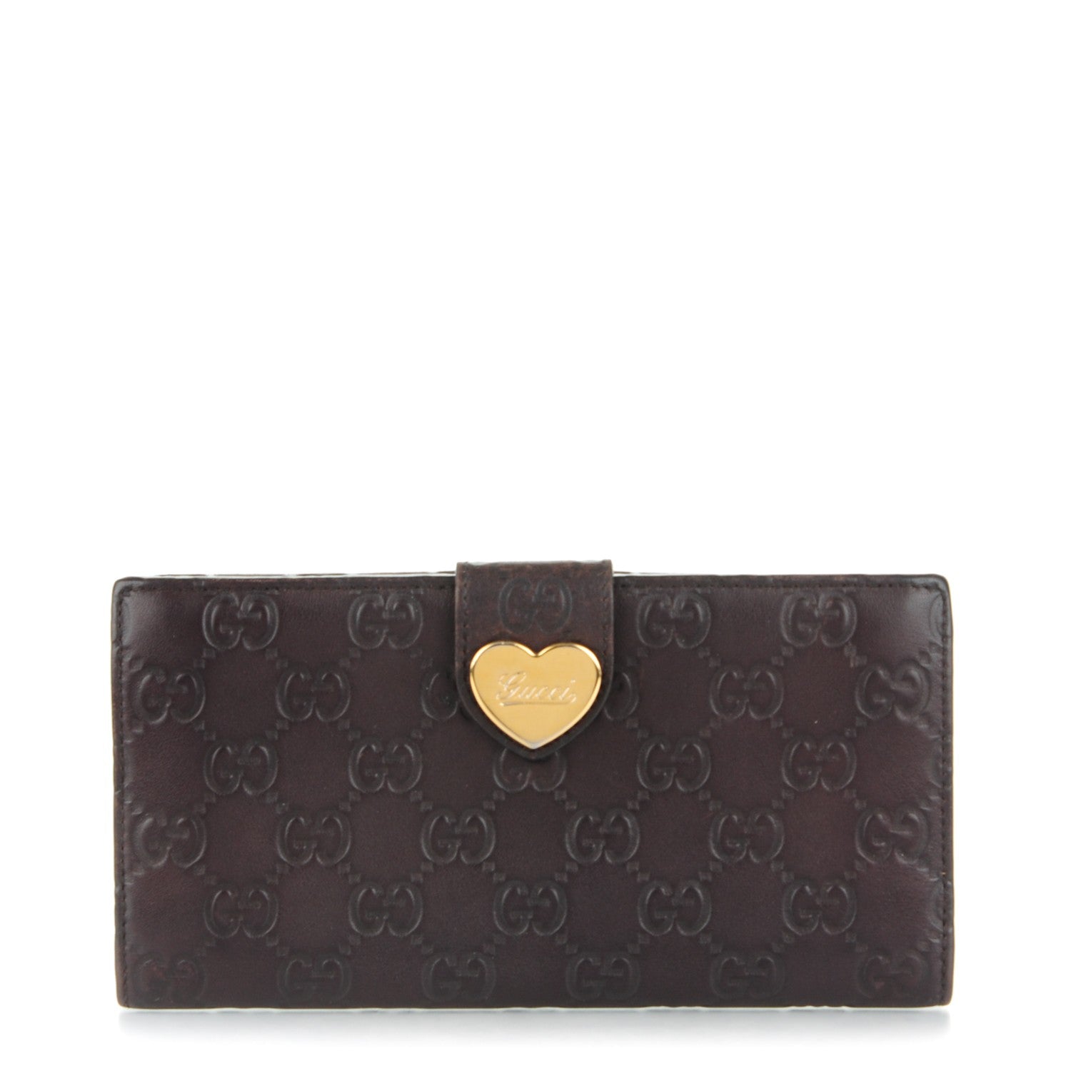 Gucci Guccissima Heart Continental Wallet Dark Brown 1 of 7