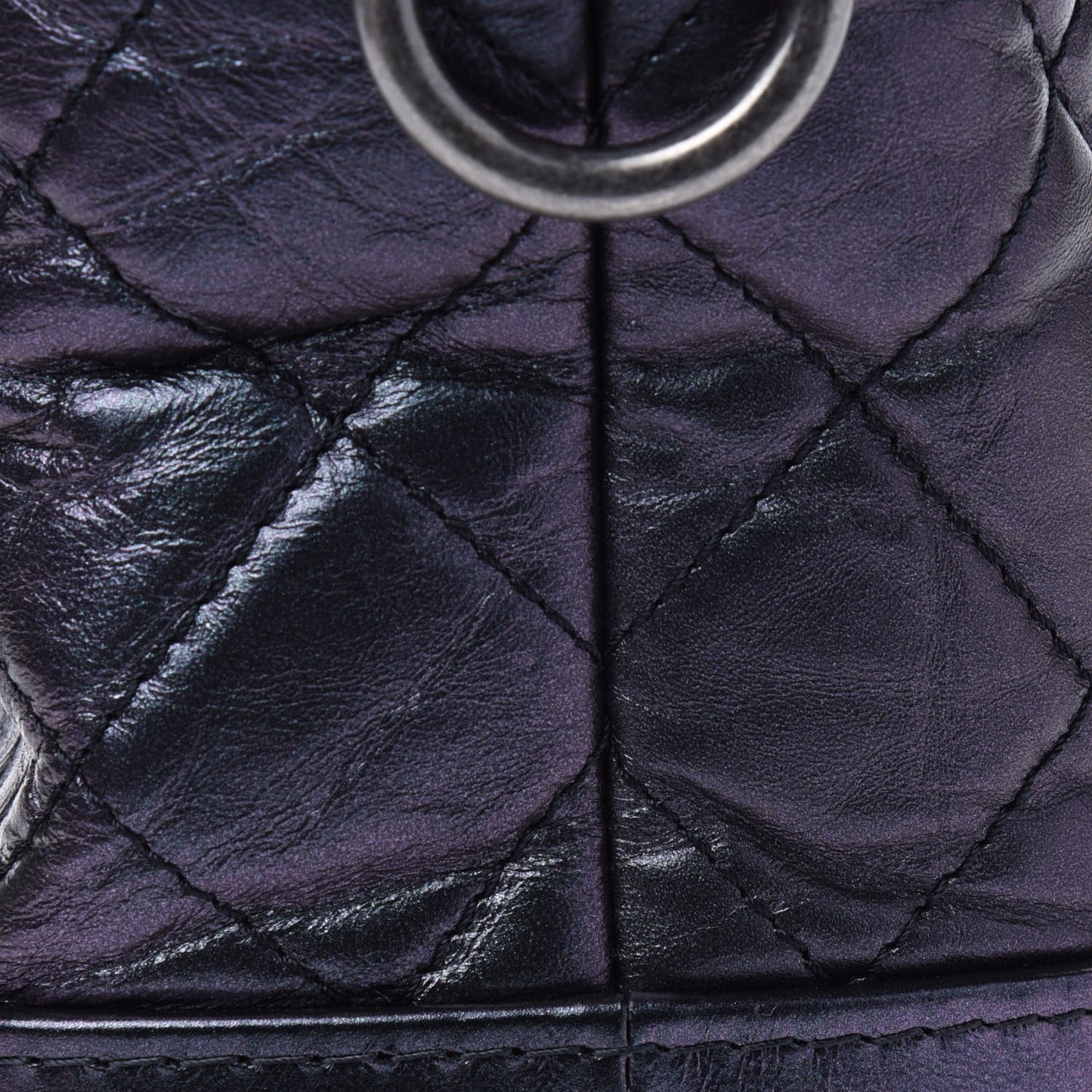 Iridescent Aged Calfskin Quilted Medium Gabrielle Hobo Black
