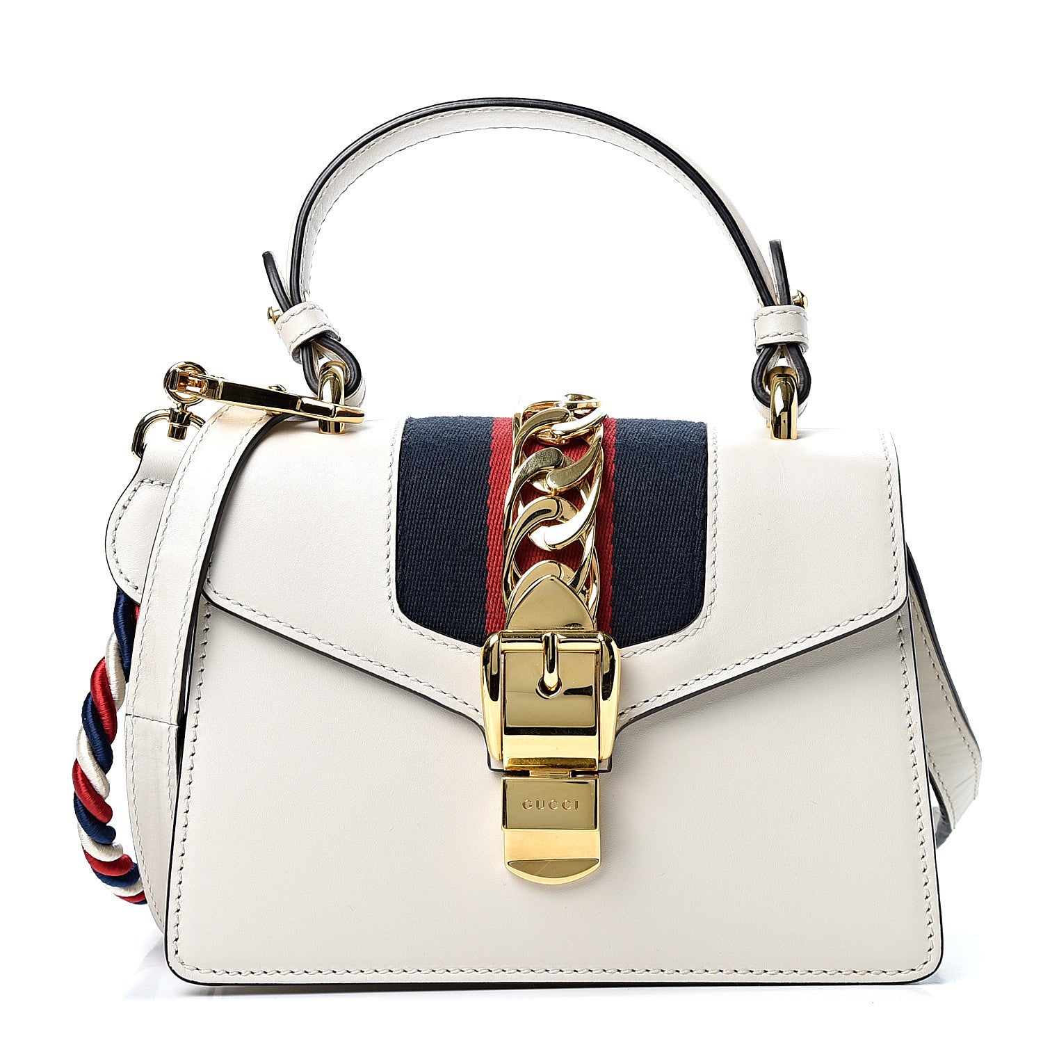 Gucci Calfskin Mini Sylvie Top Handle Bag White 1 of 12