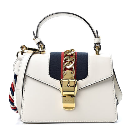 Gucci Calfskin Mini Sylvie Top Handle Bag White 1 of 12