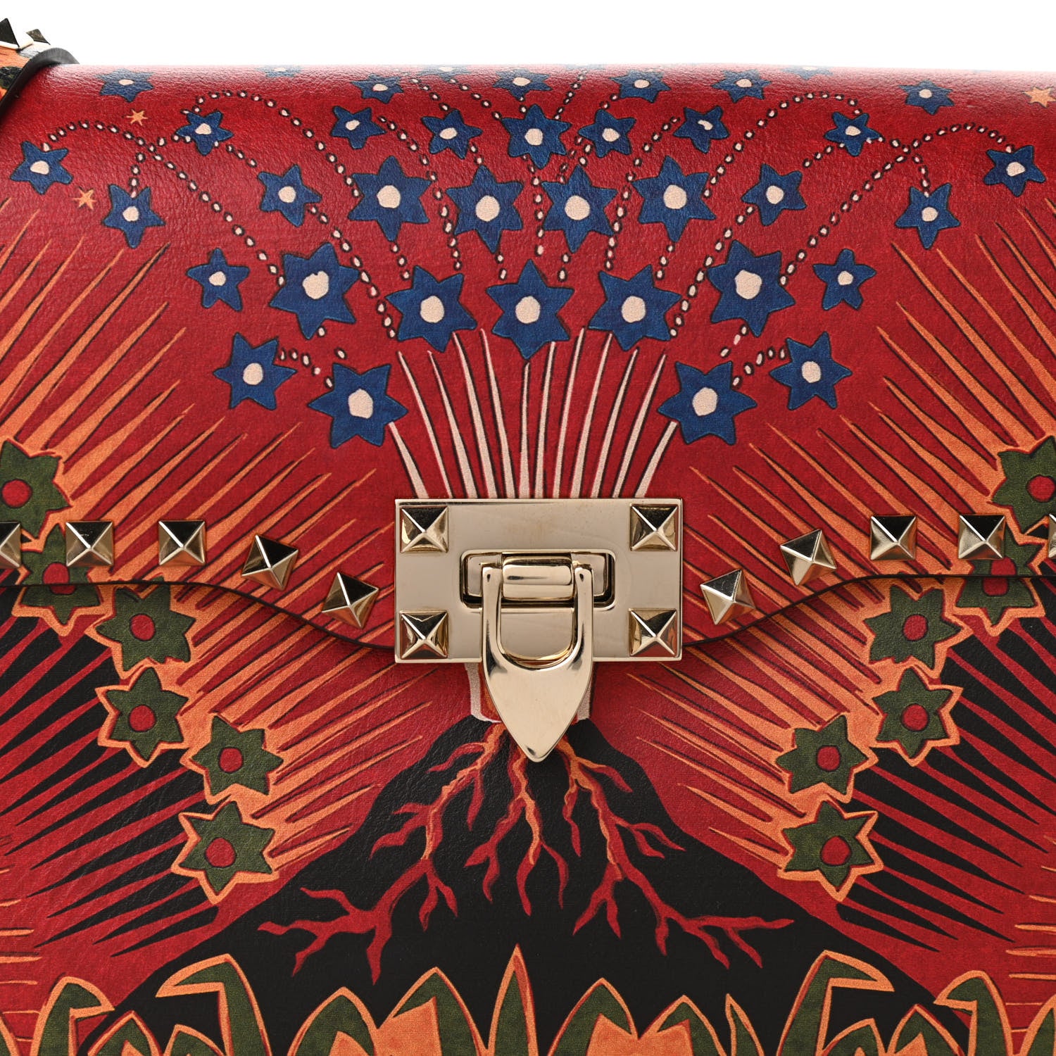 Valentino Garavani Vitello Enchanted Wonderland Medium Rockstud Flap Saddle Bag Rosso Valentino 7 of 10