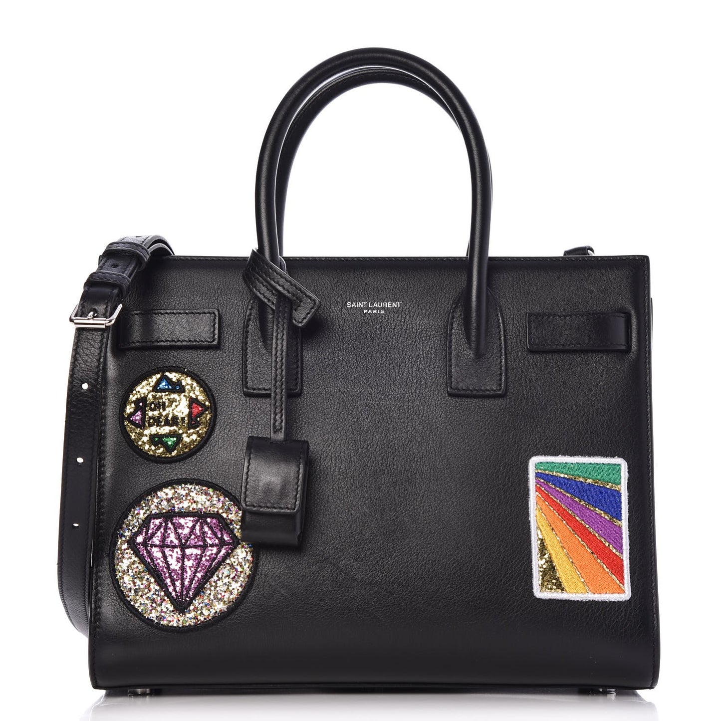 Calfskin Patchwork Baby Sac De Jour Black Multi