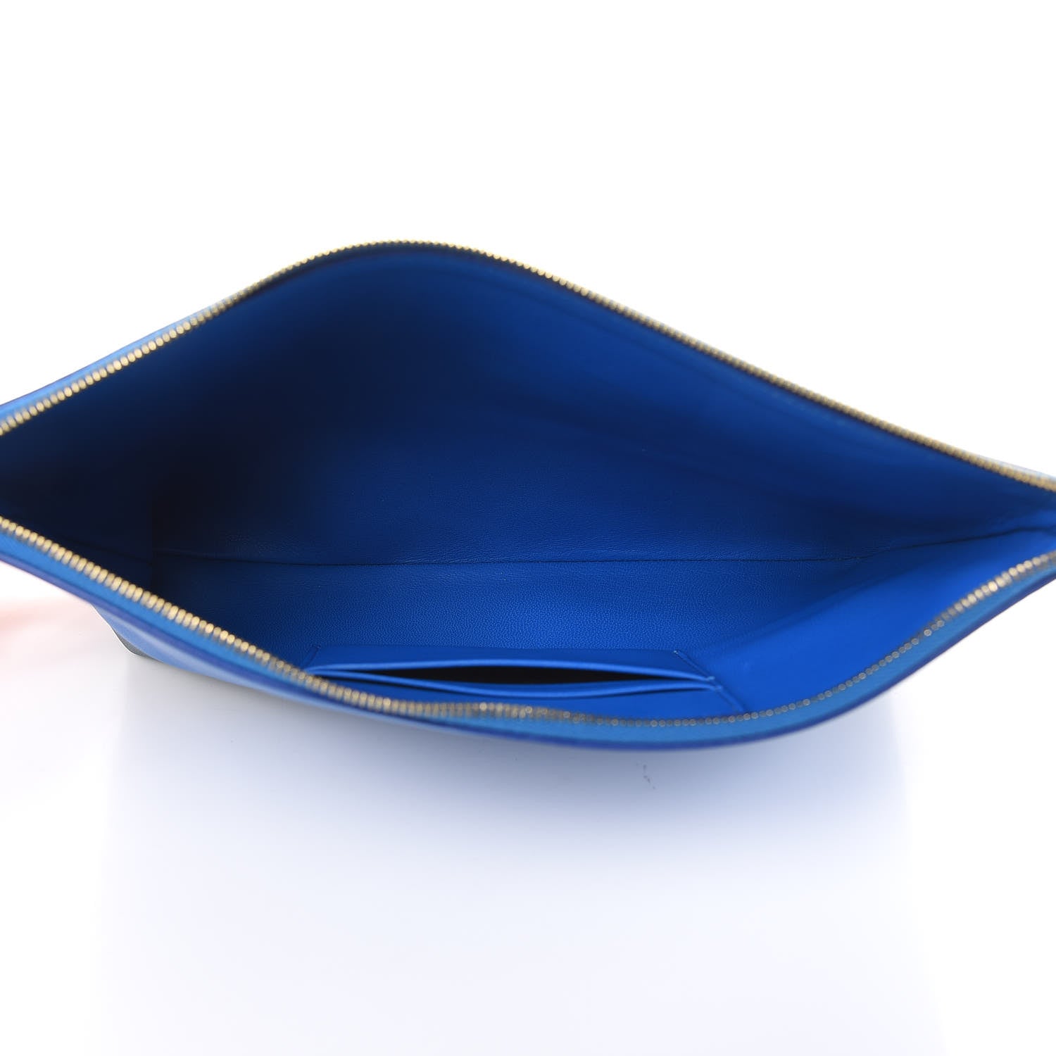 Celine Lambskin Bi-Color Solo Clutch Pouch Bright Blue Peacock 5 of 10