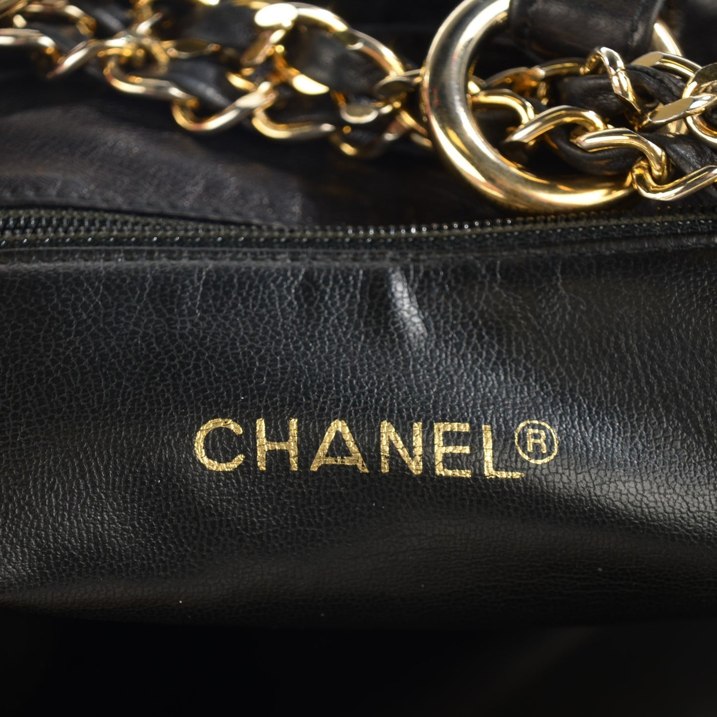 Lambskin Quilted Drawstring Bucket Bag Black