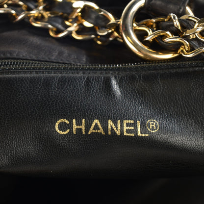 Chanel Lambskin Quilted Drawstring Bucket Bag Black 5 of 8