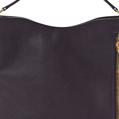 Tom Ford Pebbled Calfskin Small Alix Padlock Zip Hobo Bag Wine 9 of 12