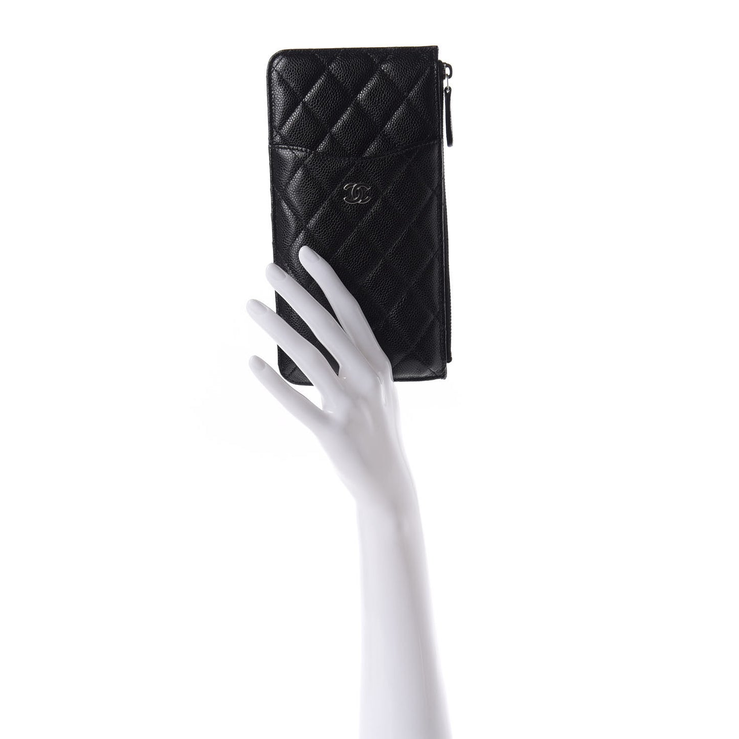 Caviar Quilted Classic Flat Wallet Pouch Black