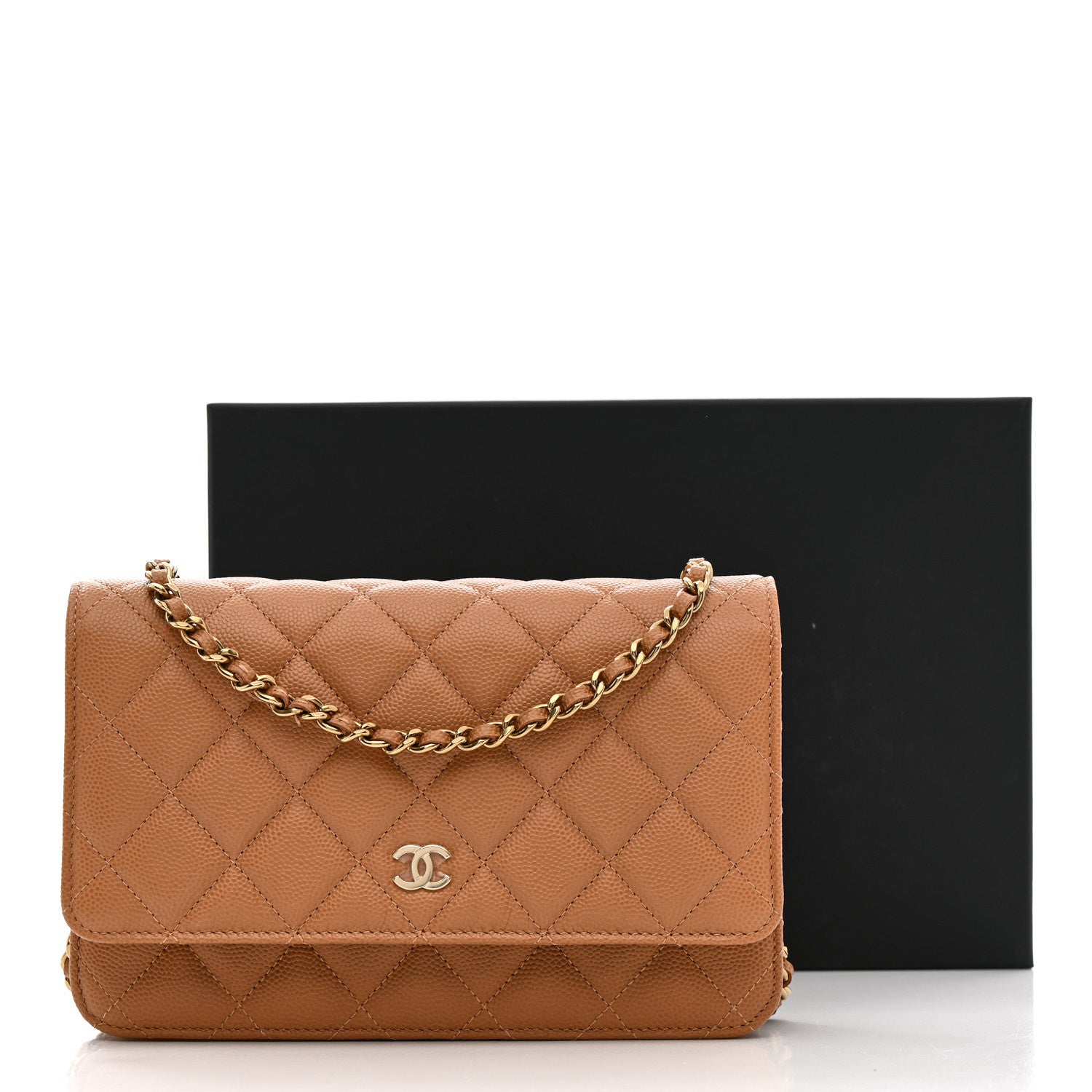 Chanel Caviar Quilted Wallet on Chain WOC Dark Beige 13 of 13