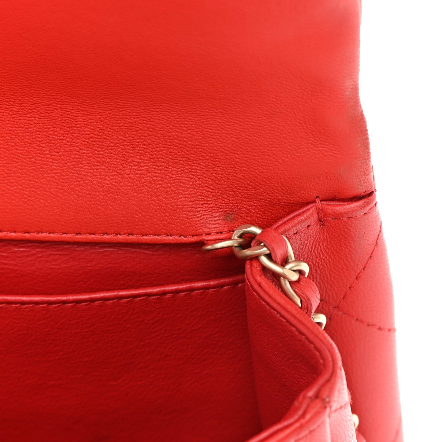 Lambskin Quilted Clutch with Chain Flap Red