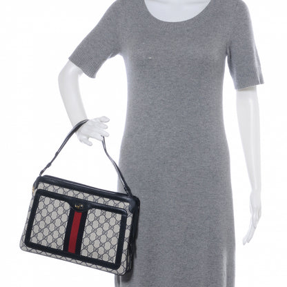 Gucci Monogram Web Shoulder Bag Navy Blue 2 of 6