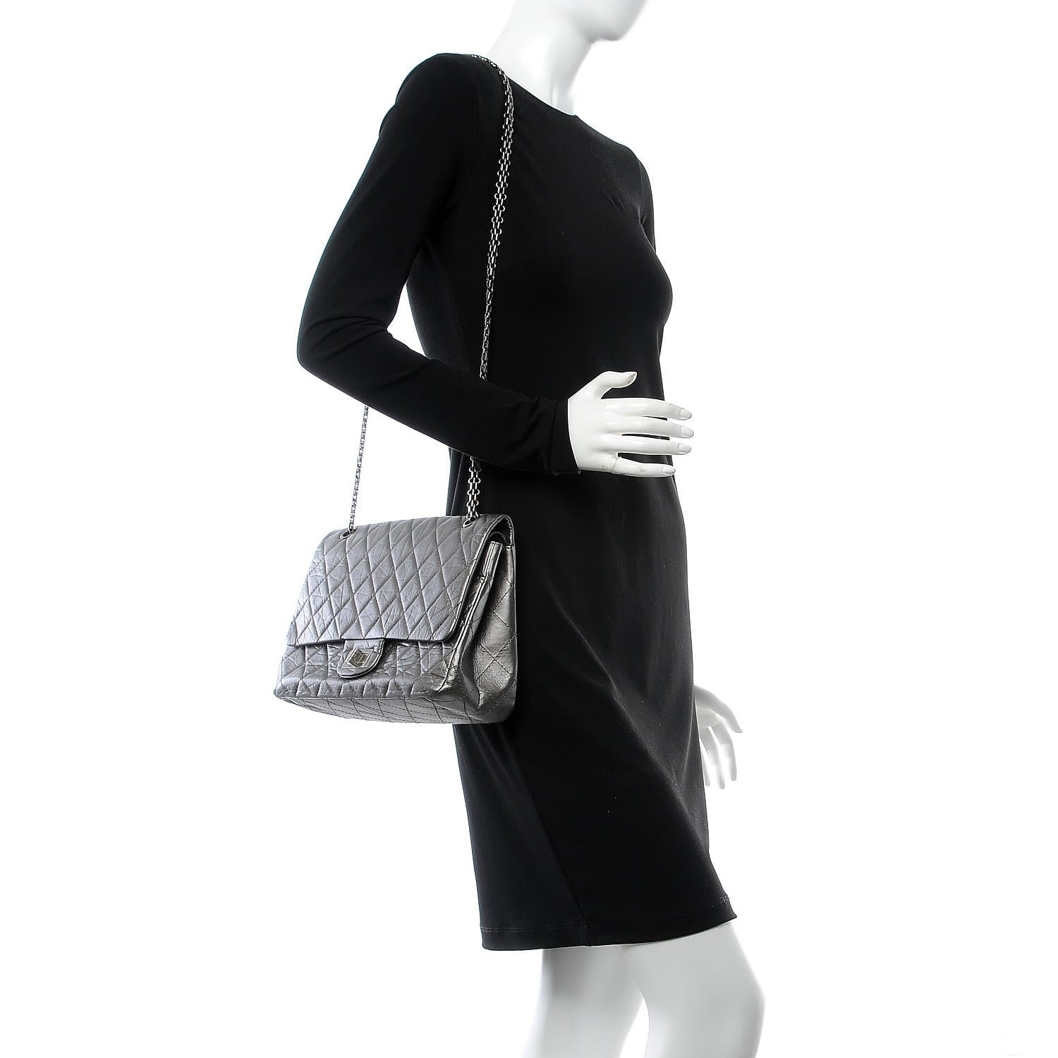 Chanel Metallic Aged Calfskin Quilted 2.55 Reissue 227 Flap Silver 2 of 10