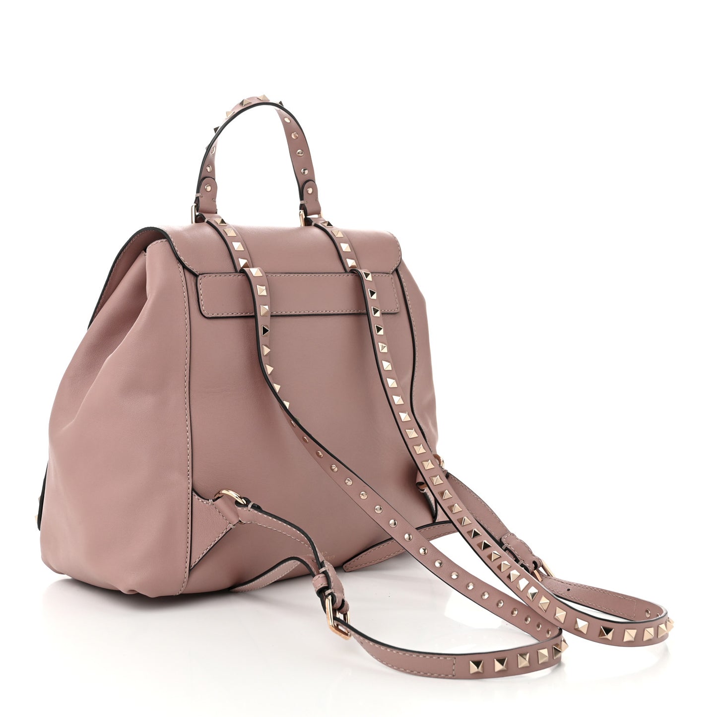 Pebbled Calfskin Rockstud Double Pocket Backpack Poudre