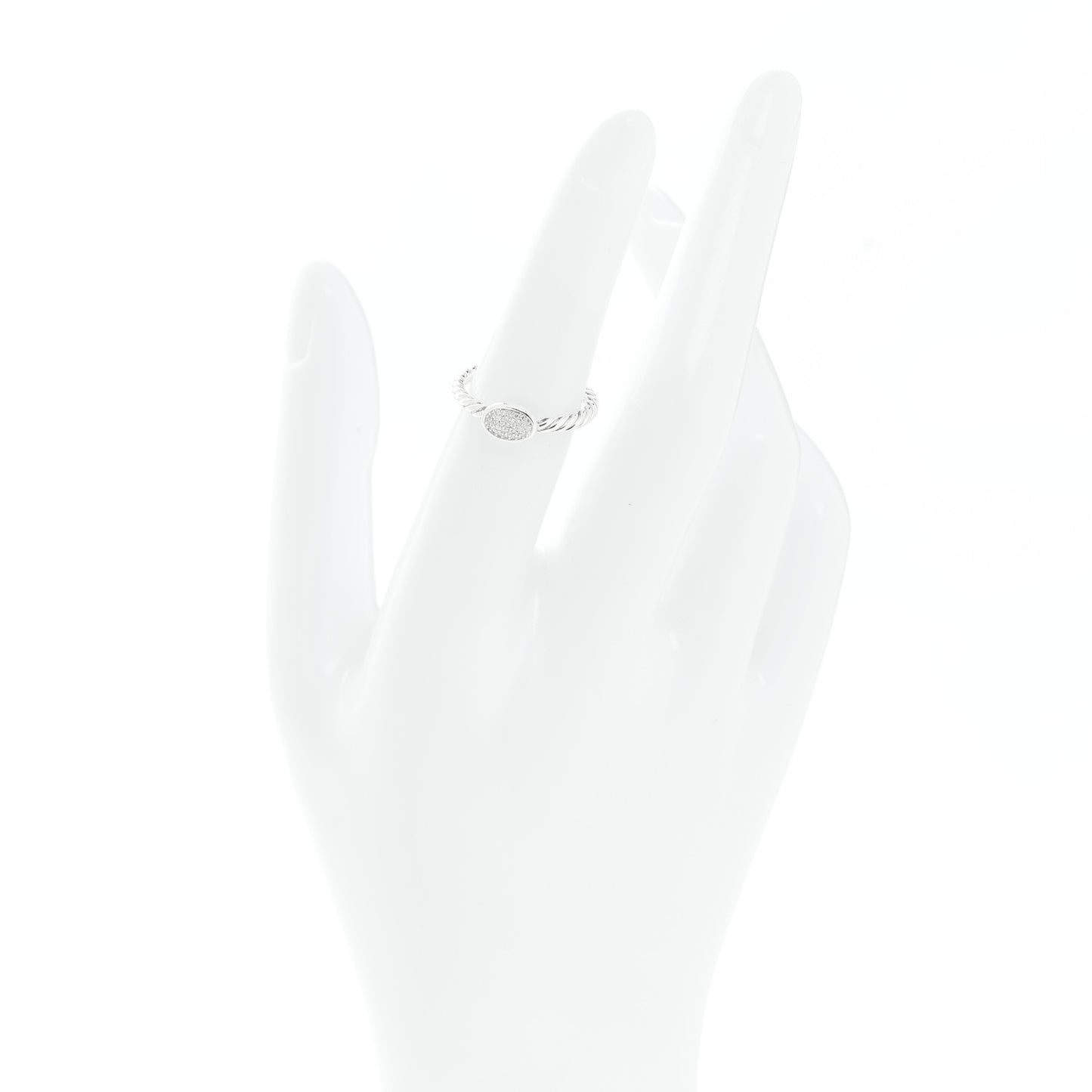 Sterling Silver Diamond Pave Cable Classics Oval Ring 50 5.5