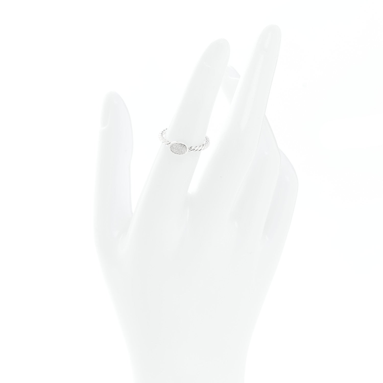 David Yurman Sterling Silver Diamond Pave Cable Classics Oval Ring 50 5.5 2 of 4